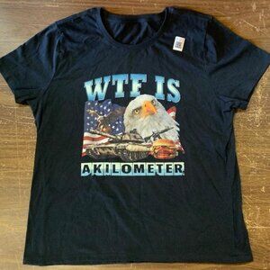 WTF Is a Kilometer Eagle Badge American Signature Burger Black T-Shirt Size XL